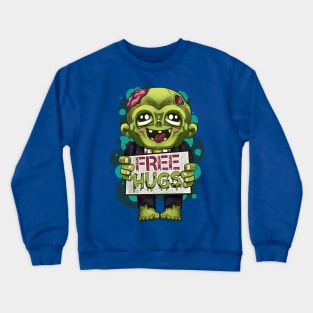 zombie cute free hugs funny Crewneck Sweatshirt